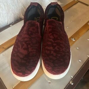 Sam Edelman Burgundy Velvet Slip-On Sneakers